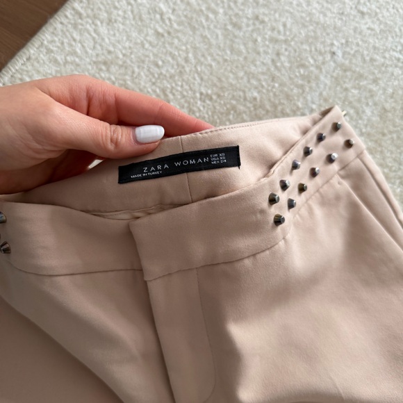 Zara Beige Studded Ankle Jeans - Picture 4 of 5